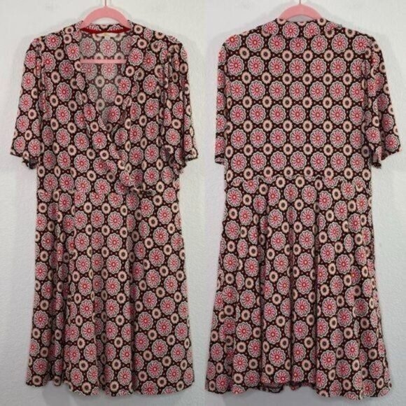 BODEN Fixed Wrap Jersey Dress Floral Daisy size 14R - Picture 1 of 8